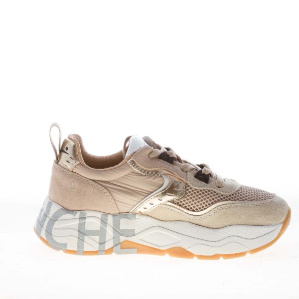 VOILE BLANCHE donna sneaker Club105 in camoscio e tessuto a rete BEIGE e platino - immagine 4