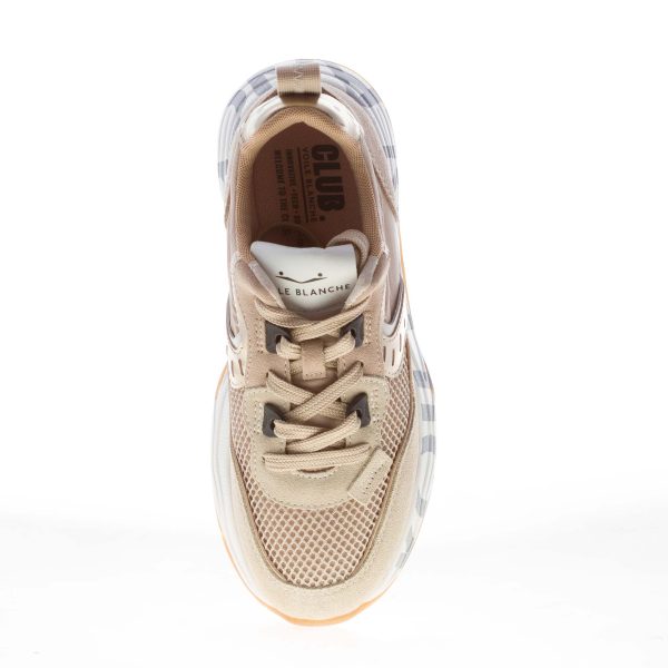 VOILE BLANCHE donna sneaker Club105 in camoscio e tessuto a rete BEIGE e platino - immagine 5