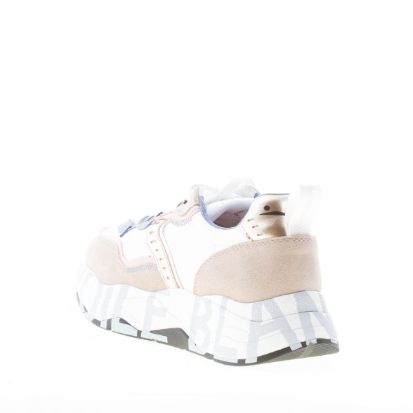 VOILE BLANCHE donna sneaker Club105 in tessuto BIANCO e camoscio BEIGE - immagine 3