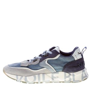 VOILE BLANCHE uomo sneaker Club01 in camoscio e tessuto BLU più grigio