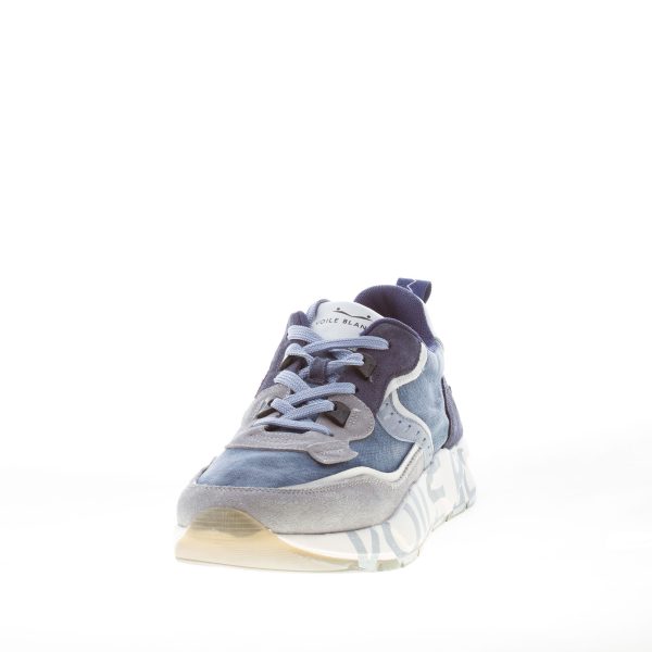 VOILE BLANCHE uomo sneaker Club01 in camoscio e tessuto BLU più grigio - immagine 2
