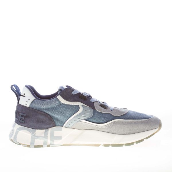 VOILE BLANCHE uomo sneaker Club01 in camoscio e tessuto BLU più grigio - immagine 4