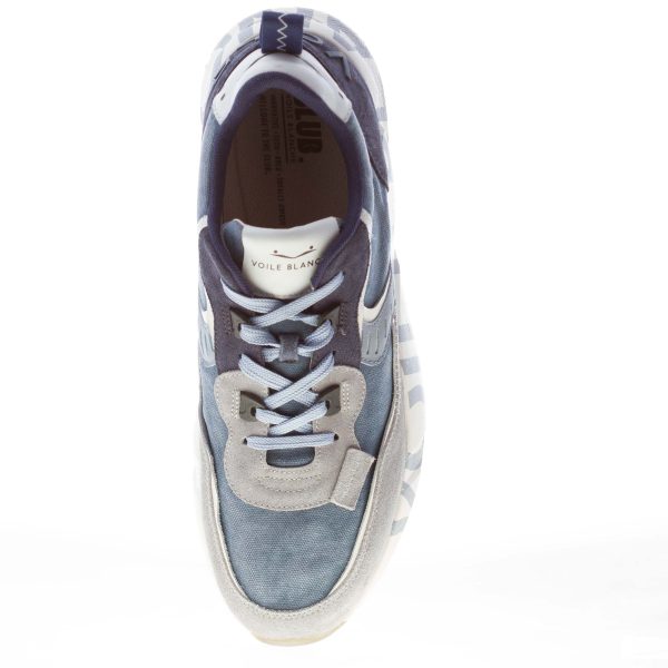 VOILE BLANCHE uomo sneaker Club01 in camoscio e tessuto BLU più grigio - immagine 5