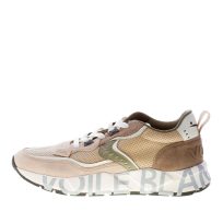 VOILE BLANCHE uomo sneaker Club01 in nappa forata BEIGE e camoscio marrone