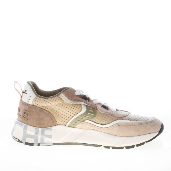 VOILE BLANCHE uomo sneaker Club01 in nappa forata BEIGE e camoscio marrone - immagine 4