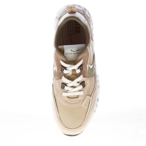 VOILE BLANCHE uomo sneaker Club01 in nappa forata BEIGE e camoscio marrone - immagine 5