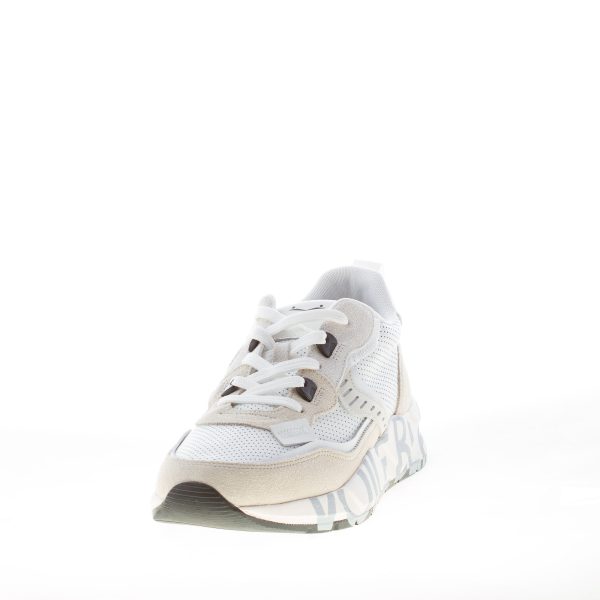 VOILE BLANCHE uomo sneaker Club01 in nappa forata BIANCO e camoscio beige chiaro - immagine 2