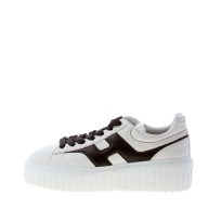 HOGAN donna H645 sneaker H-Stripes in pelle AVORIO e nero