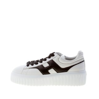 HOGAN donna H645 sneaker H-Stripes in pelle AVORIO e nero