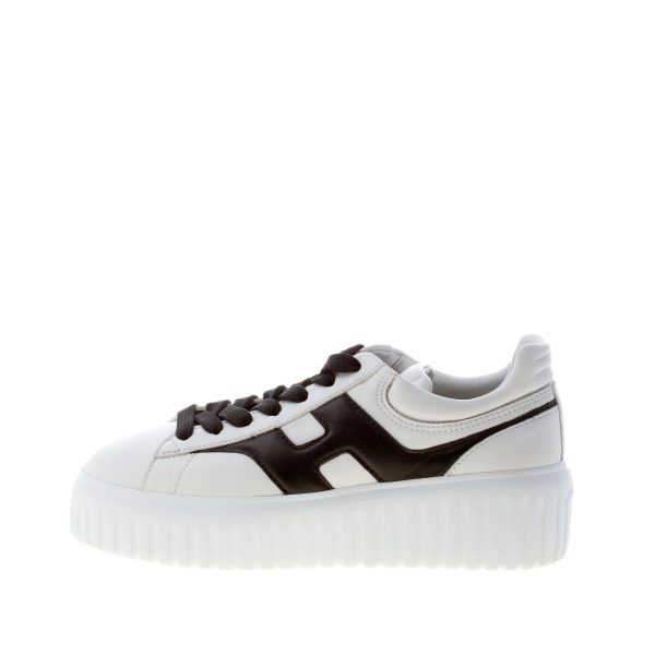 HOGAN donna H645 sneaker H-Stripes in pelle AVORIO e nero