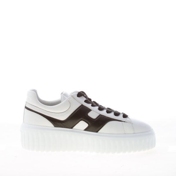 HOGAN donna H645 sneaker H-Stripes in pelle AVORIO e nero - immagine 4