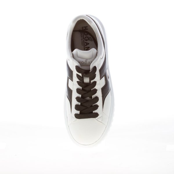 HOGAN donna H645 sneaker H-Stripes in pelle AVORIO e nero - immagine 5
