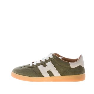 HOGAN donna H647 Cool sneaker in camoscio VERDE più bianco