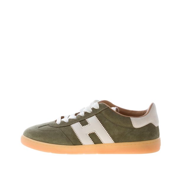 HOGAN donna H647 Cool sneaker in camoscio VERDE più bianco