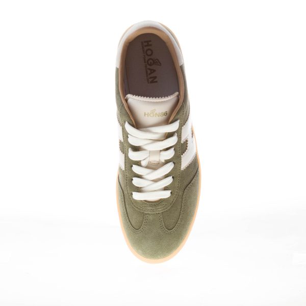HOGAN donna H647 Cool sneaker in camoscio VERDE più bianco - immagine 5