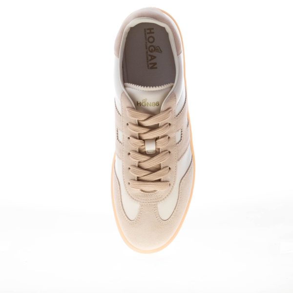 HOGAN donna H647 Cool sneaker in nappa e camoscio CREMA più beige - immagine 5