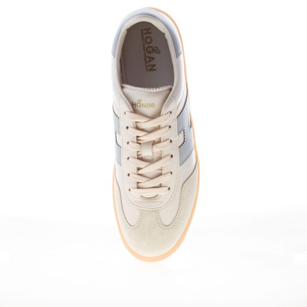 HOGAN donna H647 Cool sneaker in nappa e camoscio PANNA più polvere - immagine 5