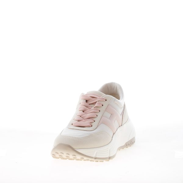 HOGAN donna H669 sneaker HI FI in camoscio e tessuto AVORIO più rosa - immagine 2