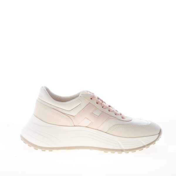 HOGAN donna H669 sneaker HI FI in camoscio e tessuto AVORIO più rosa - immagine 4