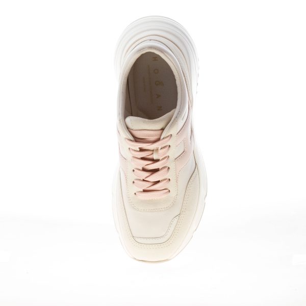 HOGAN donna H669 sneaker HI FI in camoscio e tessuto AVORIO più rosa - immagine 5