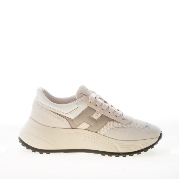 HOGAN donna H669 sneaker HI FI in camoscio e tessuto AVORIO più tortora - immagine 4