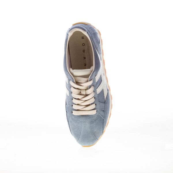 HOGAN donna H671 sneaker 86er in camoscio AZZURRO e avorio - immagine 5