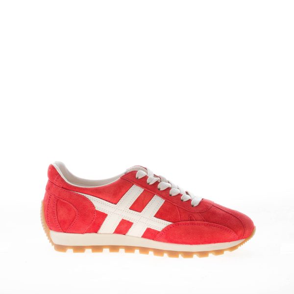 HOGAN donna H671 sneaker 86er in camoscio ROSSO e panna - immagine 4