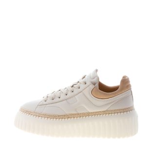 HOGAN donna sneaker H-Stripes in pelle AVORIO e BEIGE