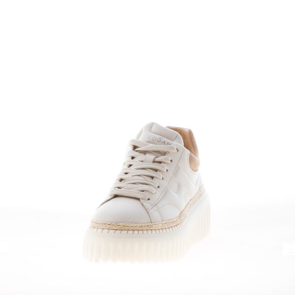 HOGAN donna sneaker H-Stripes in pelle AVORIO e BEIGE - immagine 2