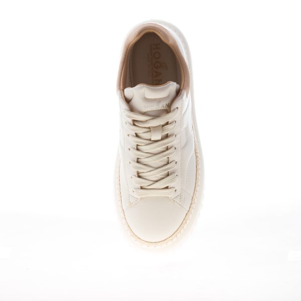 HOGAN donna sneaker H-Stripes in pelle AVORIO e BEIGE - immagine 5