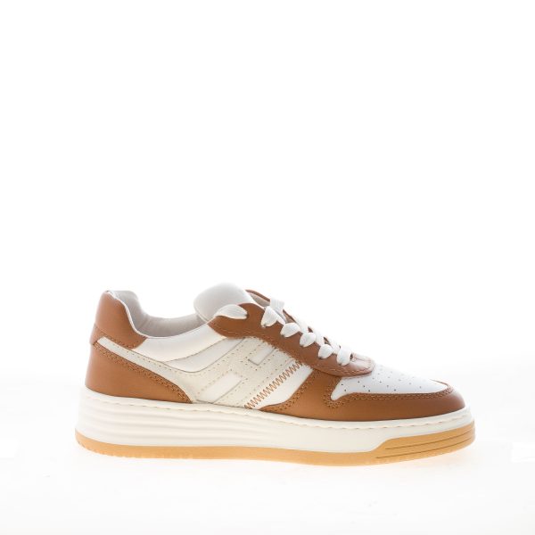 HOGAN donna sneaker H630 Basket in pelle e camoscio AVORIO e CUOIO - immagine 4