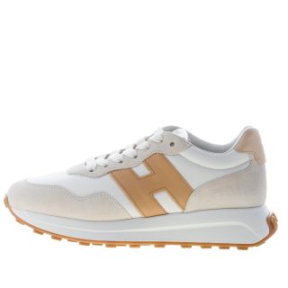 HOGAN donna sneaker H641 in camoscio e pelle AVORIO più CUOIO