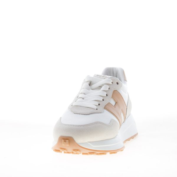 HOGAN donna sneaker H641 in camoscio e pelle AVORIO più CUOIO - immagine 2