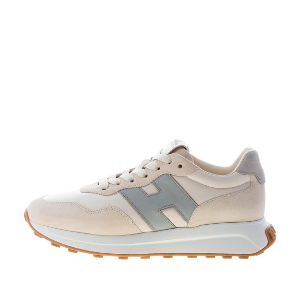 HOGAN donna sneaker H641 in camoscio e pelle PANNA più POLVERE