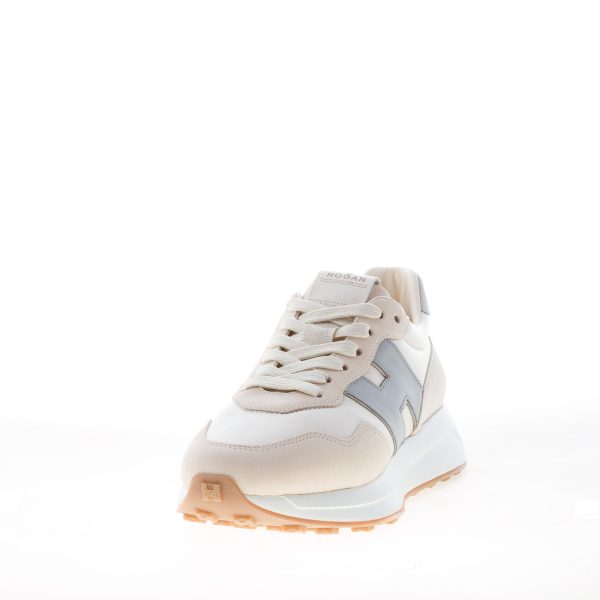 HOGAN donna sneaker H641 in camoscio e pelle PANNA più POLVERE - immagine 2