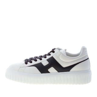 HOGAN uomo H645 sneaker H-STRIPES in nappa BIANCO più BLU