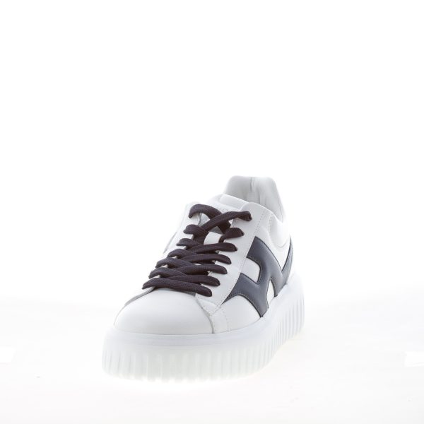 HOGAN uomo H645 sneaker H-STRIPES in nappa BIANCO più BLU - immagine 2