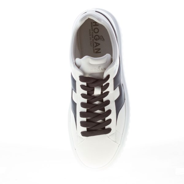 HOGAN uomo H645 sneaker H-STRIPES in nappa BIANCO più BLU - immagine 5