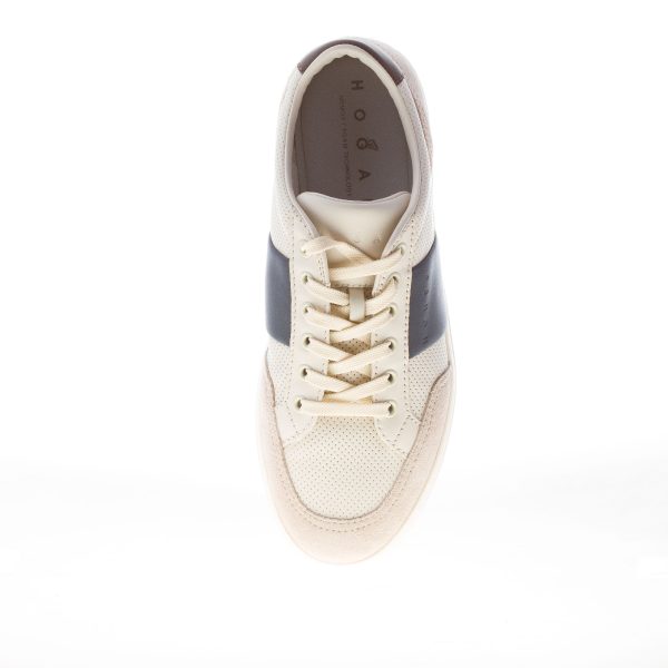 HOGAN uomo H668 sneaker in pelle e camoscio BIANCO e beige più blu - immagine 5