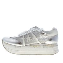 PREMIATA donna sneaker Beth 7373 in pelle metallizzata e tessuto trasparente ARGENTO