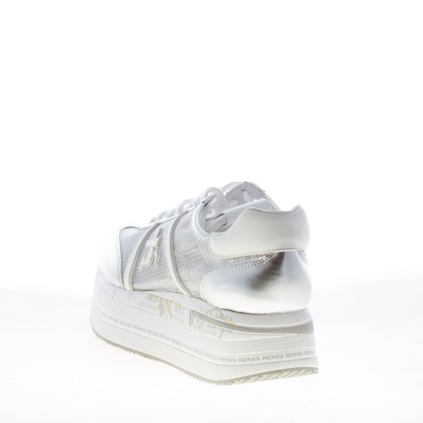 PREMIATA donna sneaker Beth 7373 in pelle metallizzata e tessuto trasparente ARGENTO - immagine 3