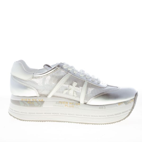 PREMIATA donna sneaker Beth 7373 in pelle metallizzata e tessuto trasparente ARGENTO - immagine 4