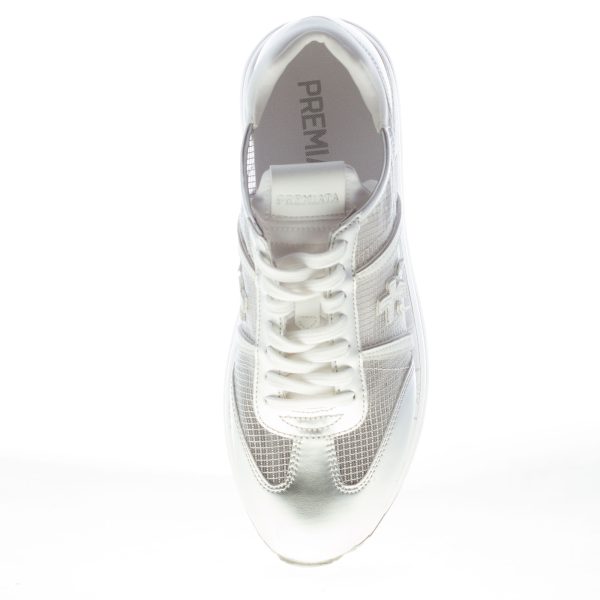 PREMIATA donna sneaker Beth 7373 in pelle metallizzata e tessuto trasparente ARGENTO - immagine 5