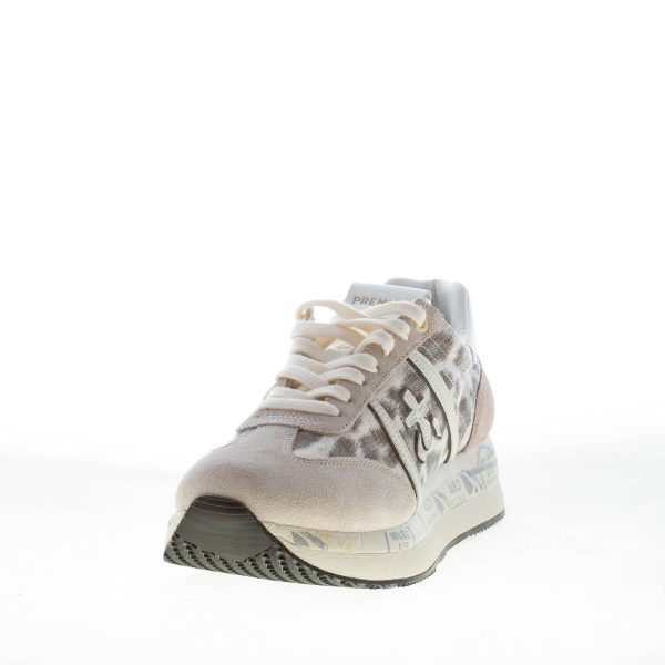 PREMIATA donna sneaker Conny 7362 in camoscio GRIGIO e tessuto animalier - immagine 2