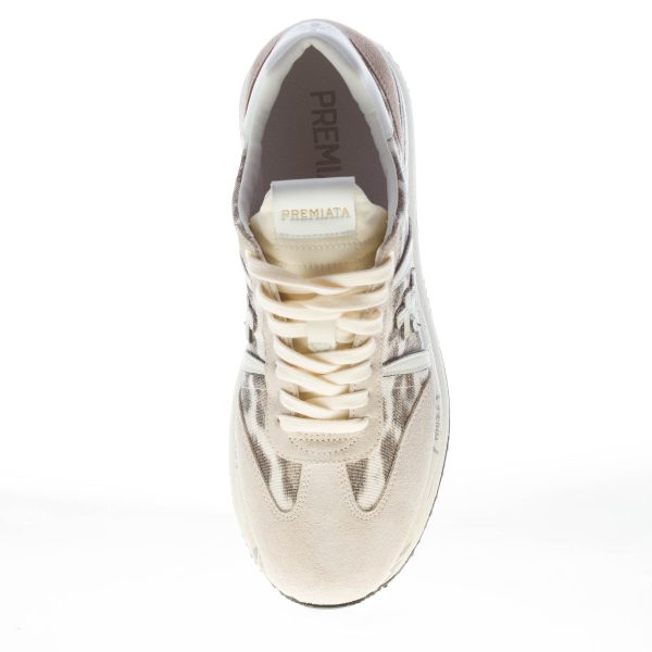 PREMIATA donna sneaker Conny 7362 in camoscio GRIGIO e tessuto animalier - immagine 5