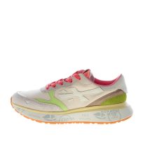 PREMIATA donna sneaker Lauryn 7481 in camoscio GRIGIO e tessuto PANNA