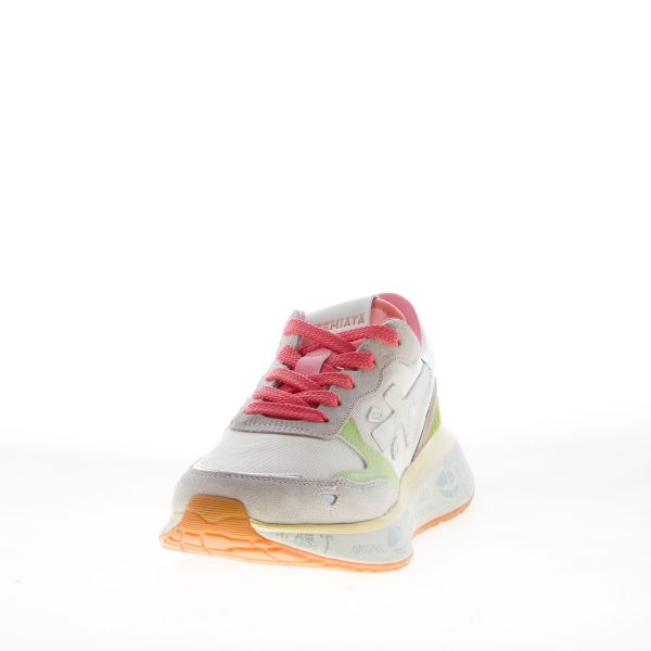 PREMIATA donna sneaker Lauryn 7481 in camoscio GRIGIO e tessuto PANNA - immagine 2