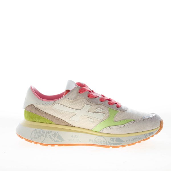 PREMIATA donna sneaker Lauryn 7481 in camoscio GRIGIO e tessuto PANNA - immagine 4