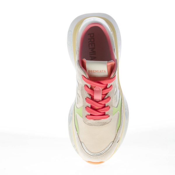 PREMIATA donna sneaker Lauryn 7481 in camoscio GRIGIO e tessuto PANNA - immagine 5
