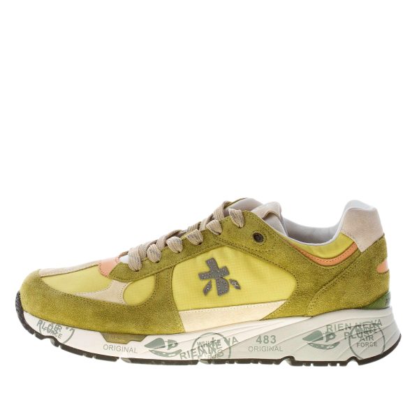 PREMIATA uomo sneaker Mase 7236 in camoscio verde oliva e tessuto lime